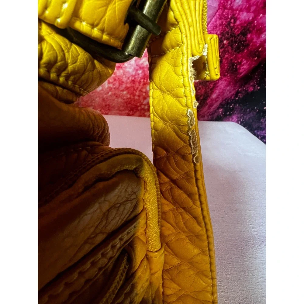Laurel & Sunset Mustard Yellow Pebbled Vegan Leather Crossbody Utility Bag